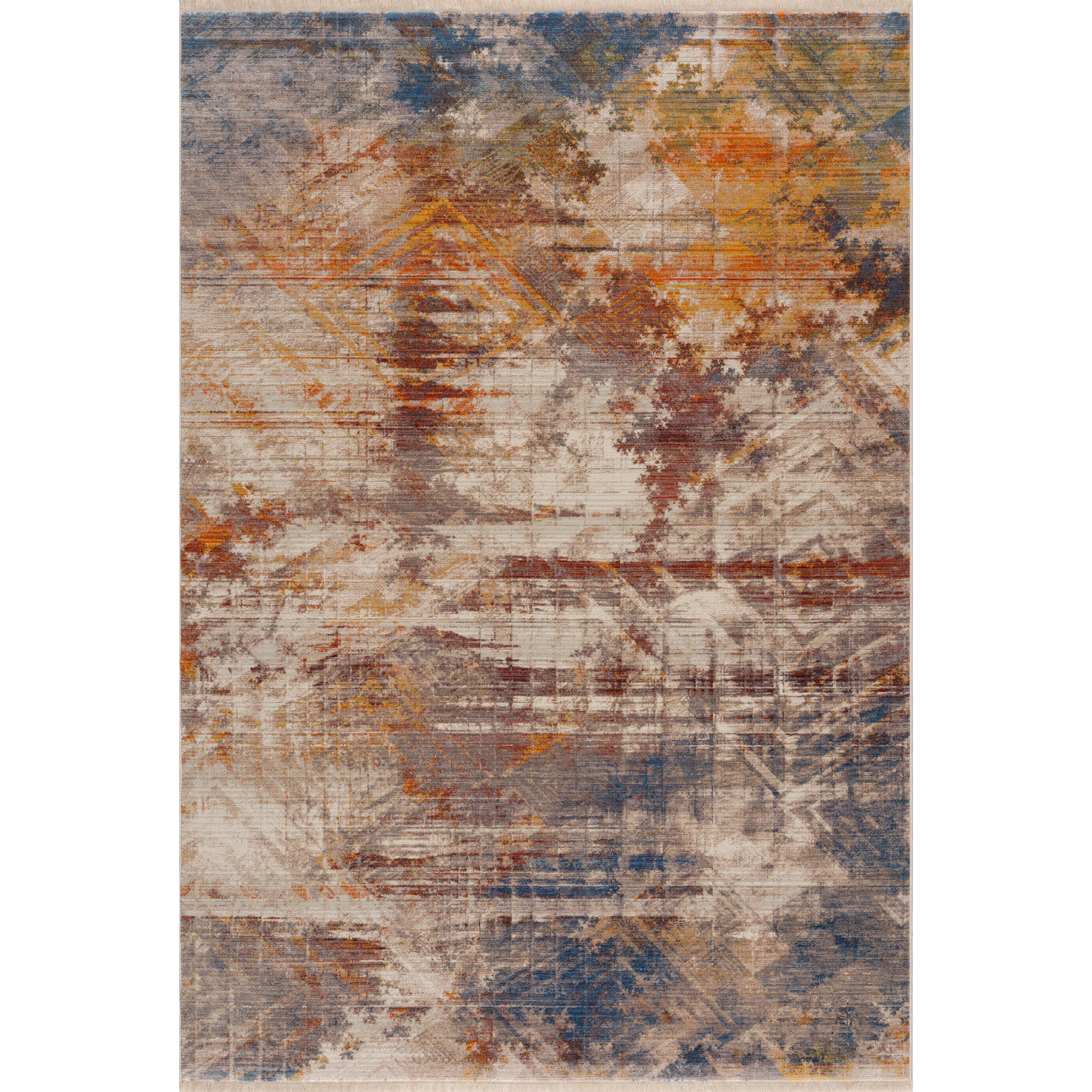 Hana Distressed Geometric Abstract Overlay Area Rug 9' x 12'