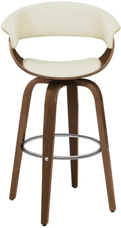 Zion Upholstered Swivel Bar Stool Walnut and Ecru