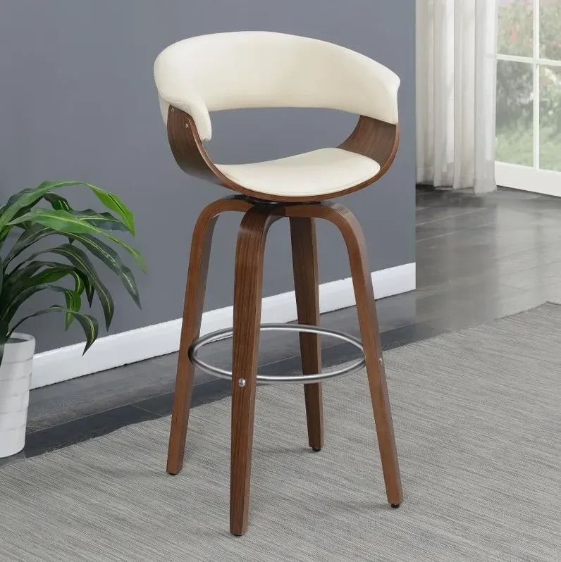 Zion Upholstered Swivel Bar Stool Walnut and Ecru