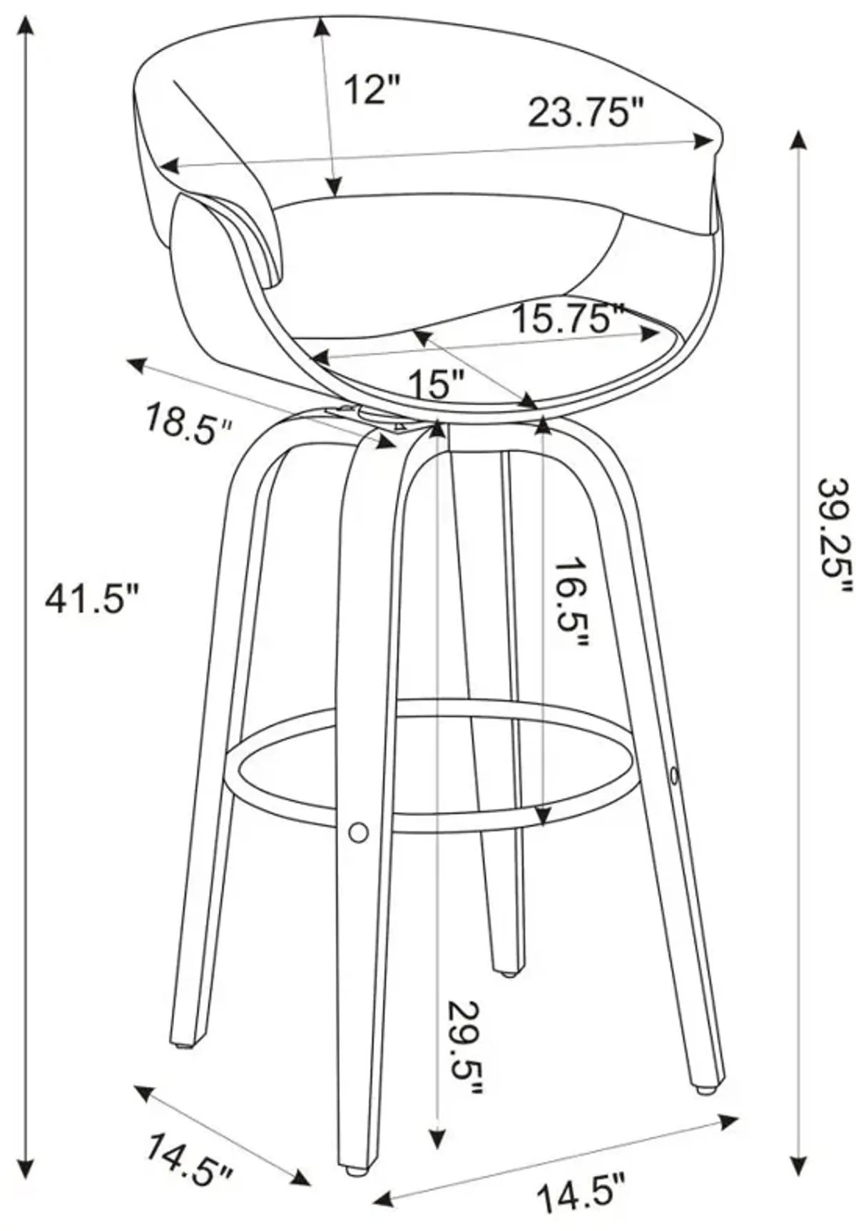 Zion Upholstered Swivel Bar Stool Walnut and Ecru