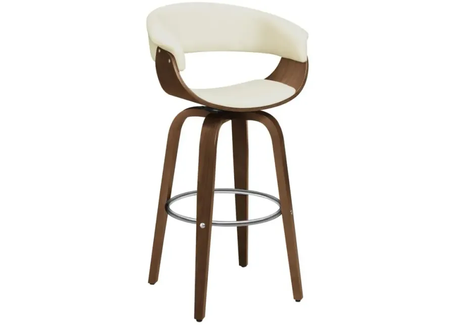 Zion Upholstered Swivel Bar Stool Walnut and Ecru