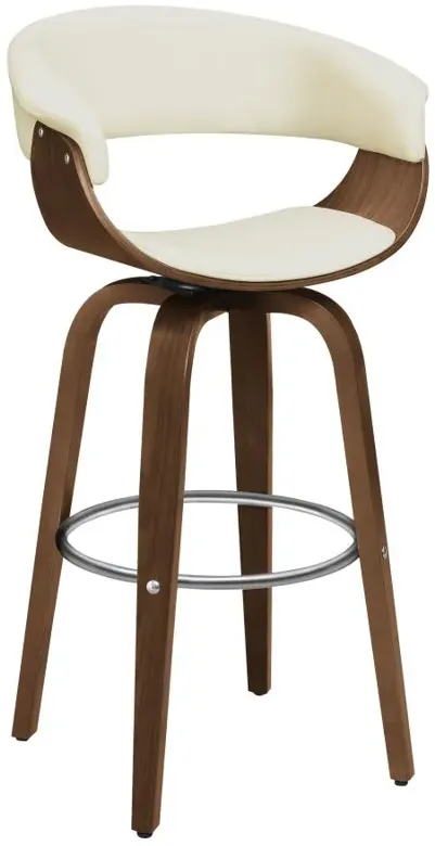 Zion Upholstered Swivel Bar Stool Walnut and Ecru