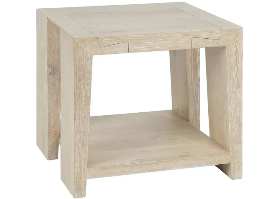 Troy Cracked Oak End Table in Tan