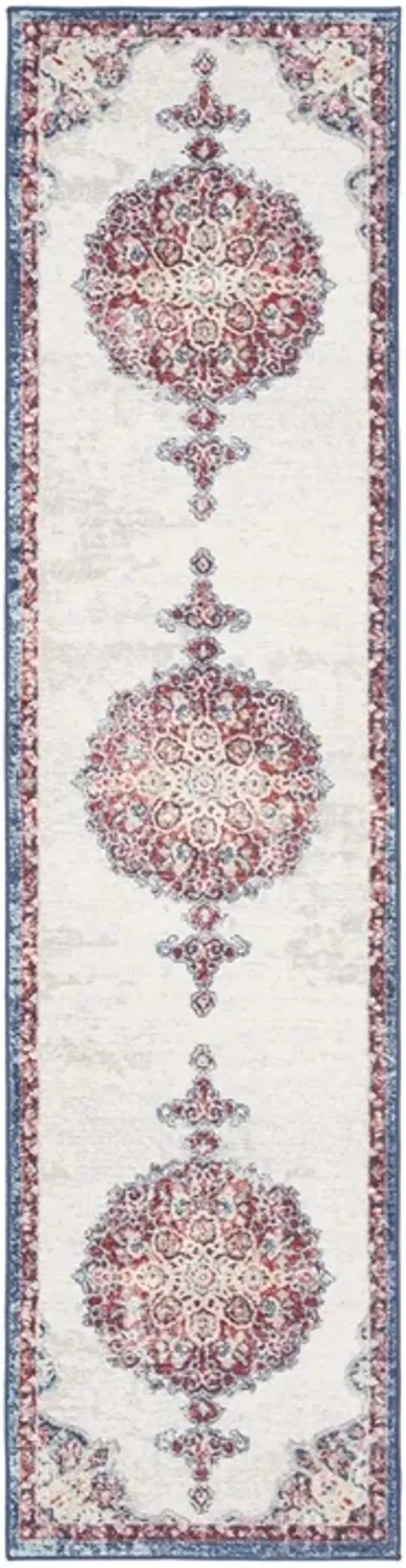 Brentwood 867 Ivory / Red 2' X 6' Runner Powerloomed Rug