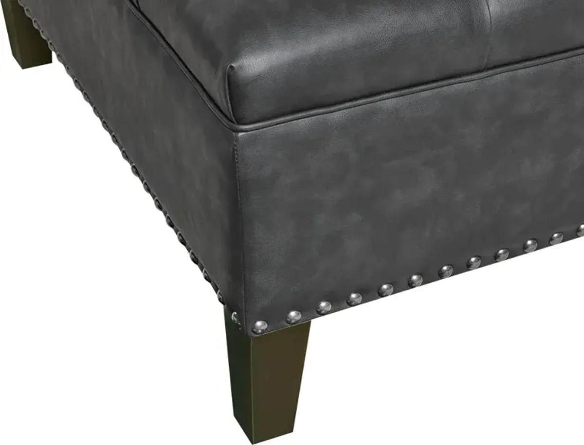 Madison Park Lindsey Charcoal Tufted Square Cocktail Ottoman