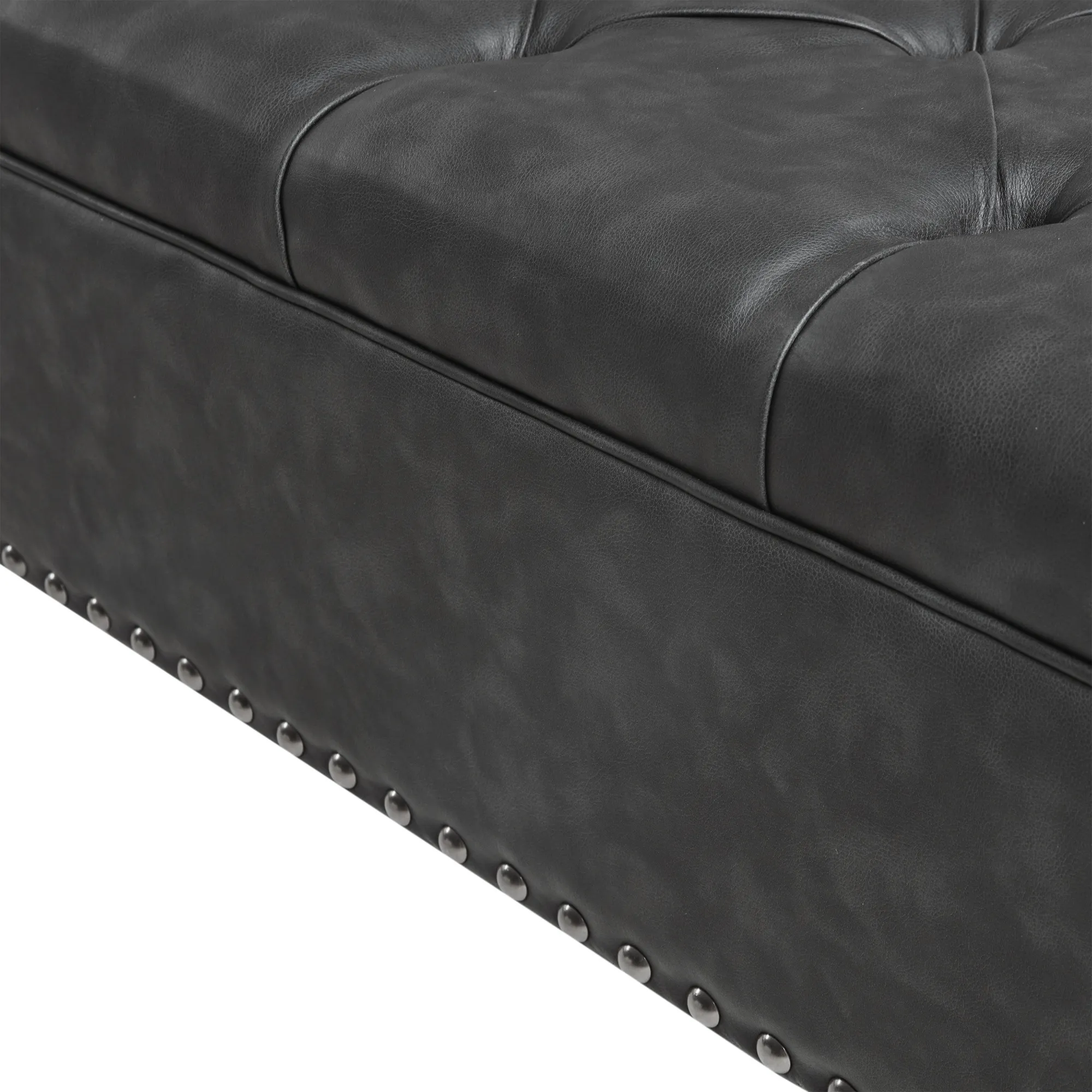 Madison Park Lindsey Charcoal Tufted Square Cocktail Ottoman