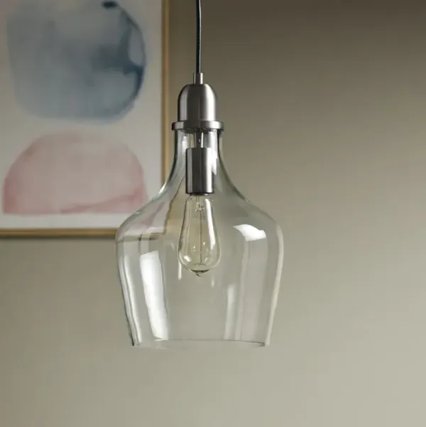 Hampton Hill Auburn Bronze/Clear Bell Shaped Glass Pendant