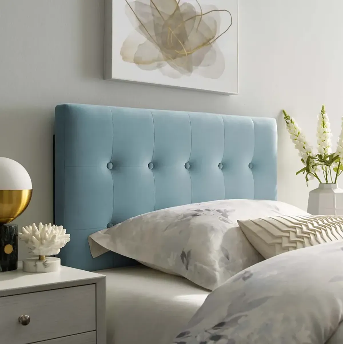 Emily Twin Biscuit Tufted Performance Velvet Headboard