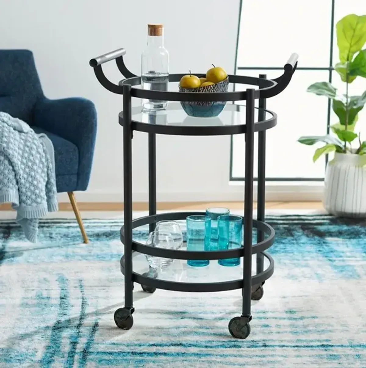 SIENNA 2 TIER ROUND BAR CART