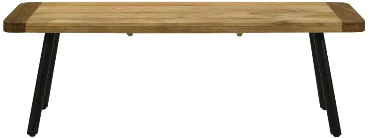 Maverick Rectangular Dining Bench Natural Mango and Black