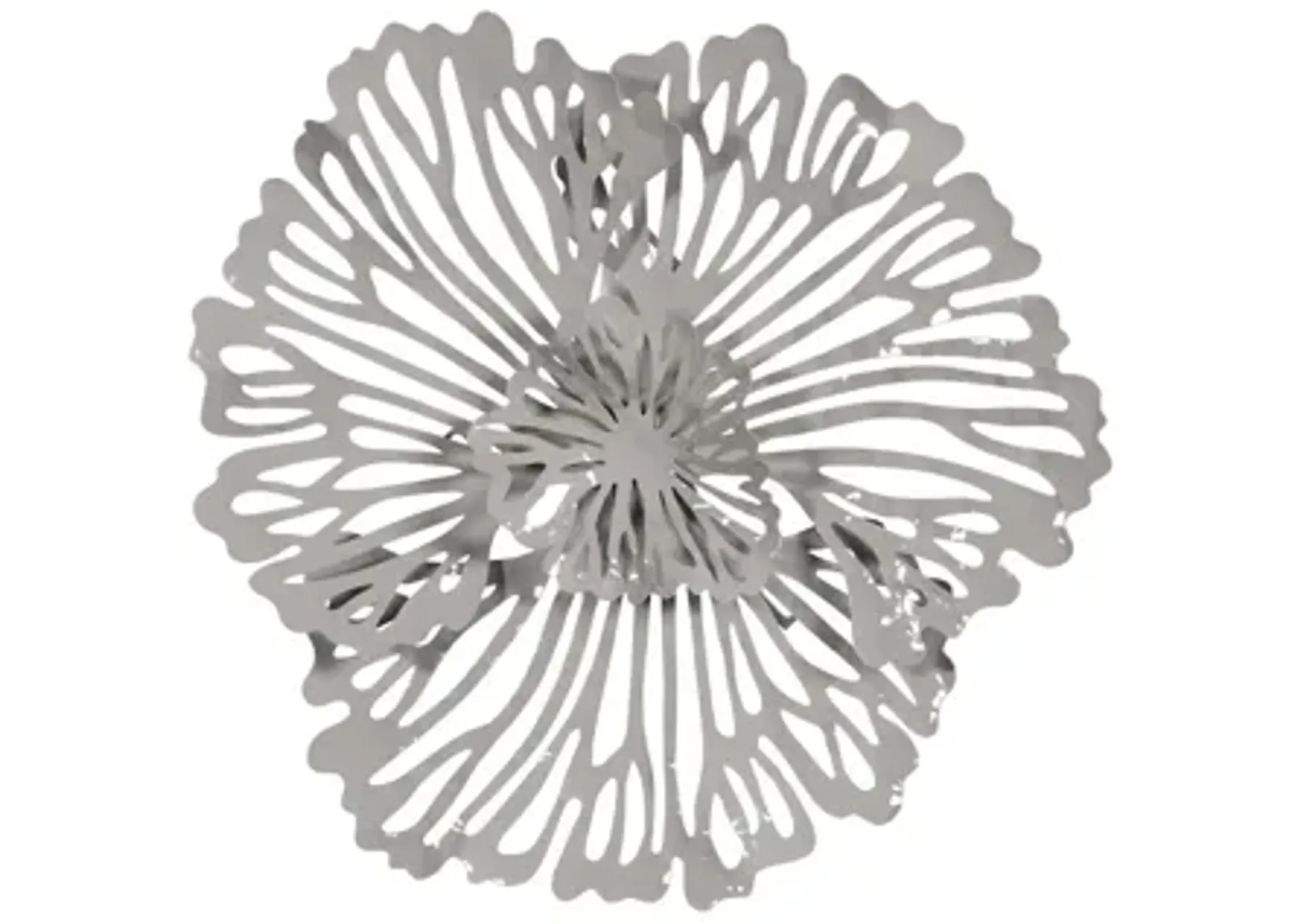 Flower Wall Art, Extra Small, Gray, Metal