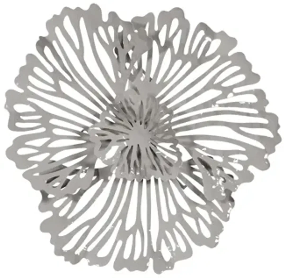 Flower Wall Art, Extra Small, Gray, Metal