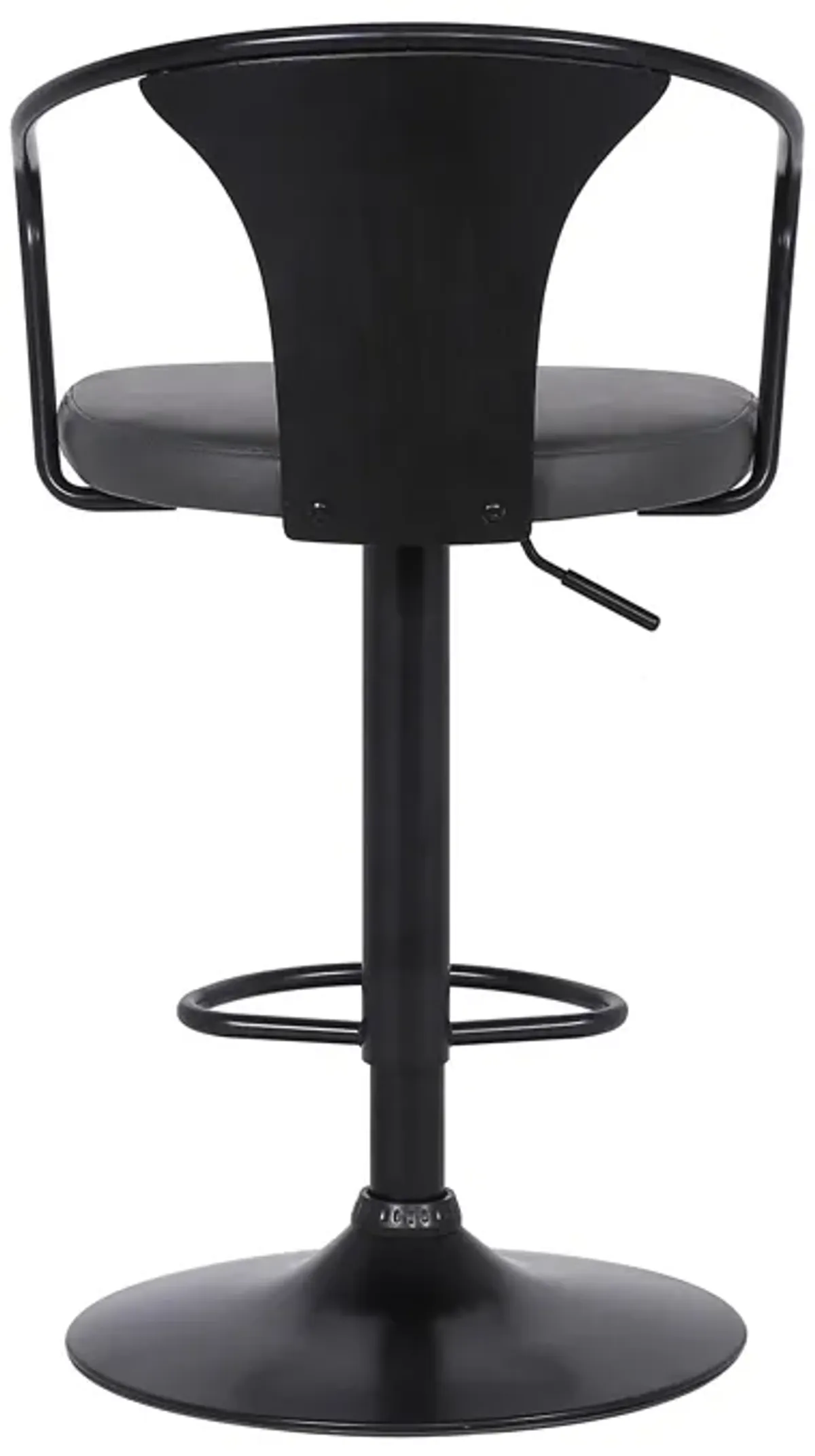 Eagle Adjustable Height Swivel Grey Faux Leather and Black Wood Bar Stool with Black Metal Base