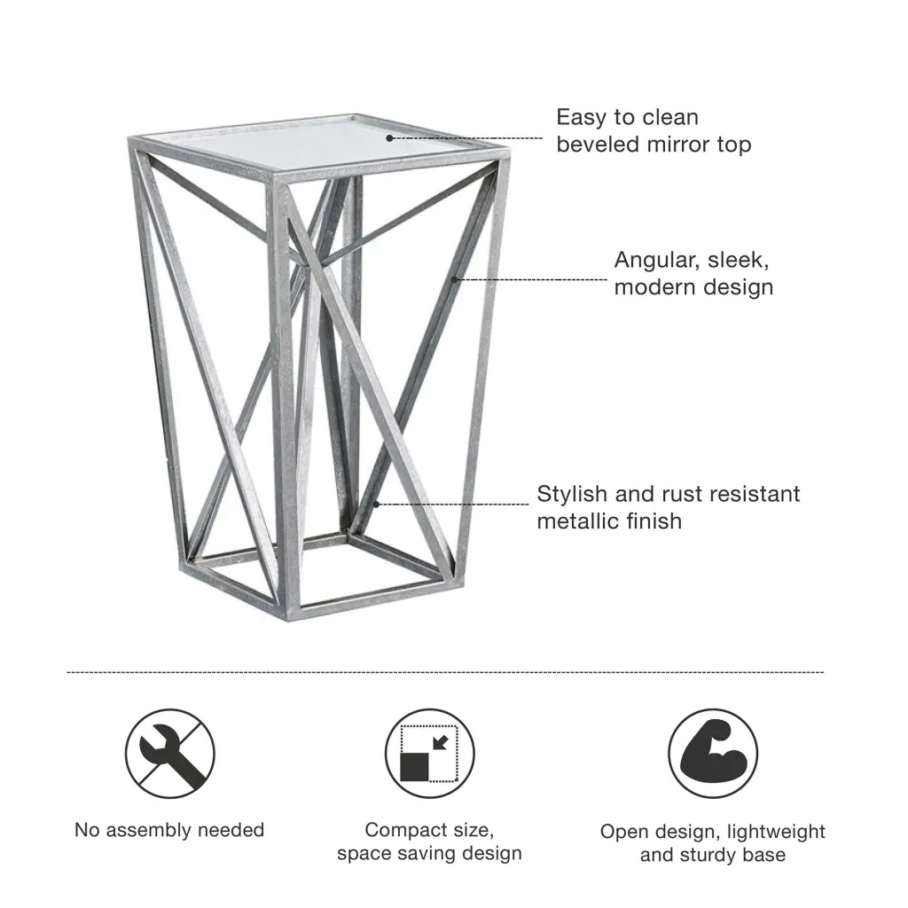 Madison Park Zee Silver Angular Mirror Accent Table