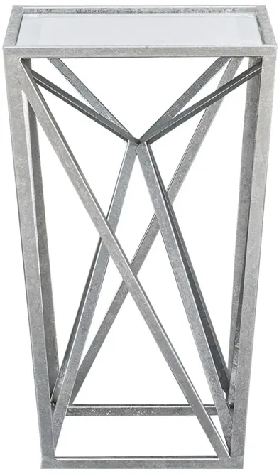 Madison Park Zee Silver Angular Mirror Accent Table