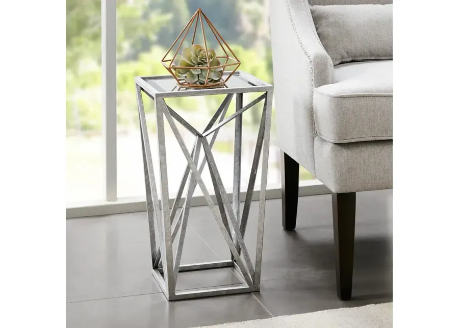 Madison Park Zee Silver Angular Mirror Accent Table