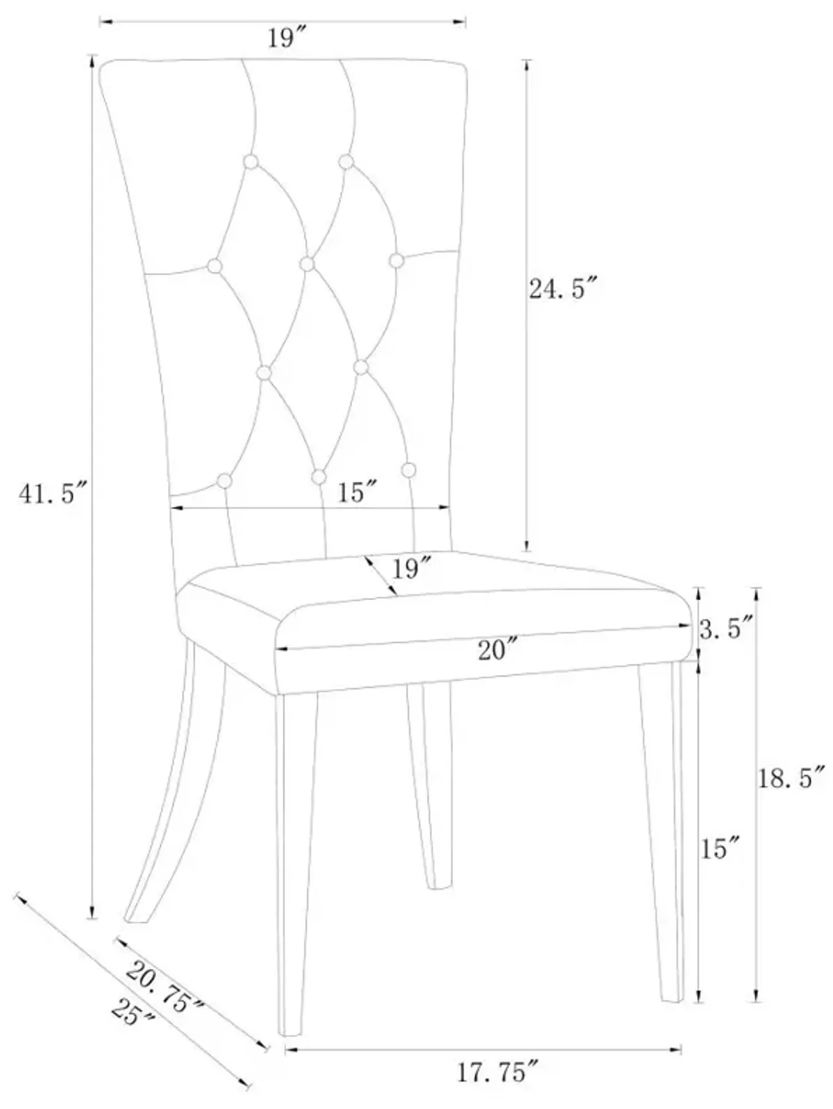 Kerwin Tufted Upholstered Side Chair (Set of 2) White and Chrome