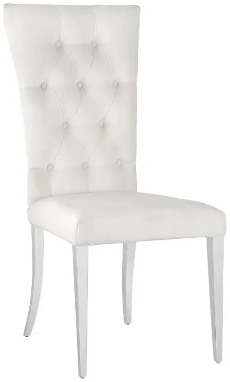 Kerwin Tufted Upholstered Side Chair (Set of 2) White and Chrome