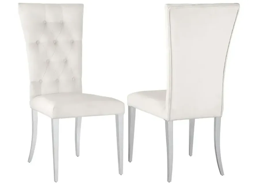 Kerwin Tufted Upholstered Side Chair (Set of 2) White and Chrome