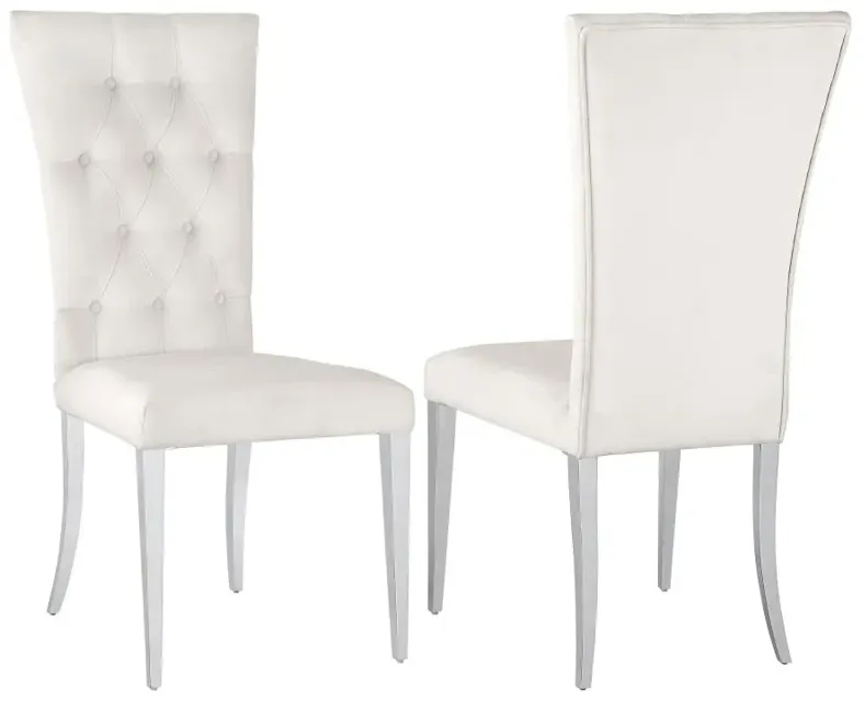 Kerwin Tufted Upholstered Side Chair (Set of 2) White and Chrome