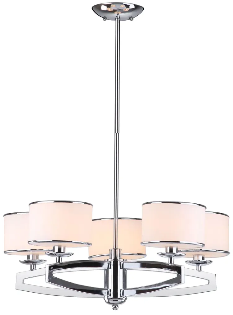 Lenora 5 Light Chrome 25 Inch Dia Drum Adjustable Pendant