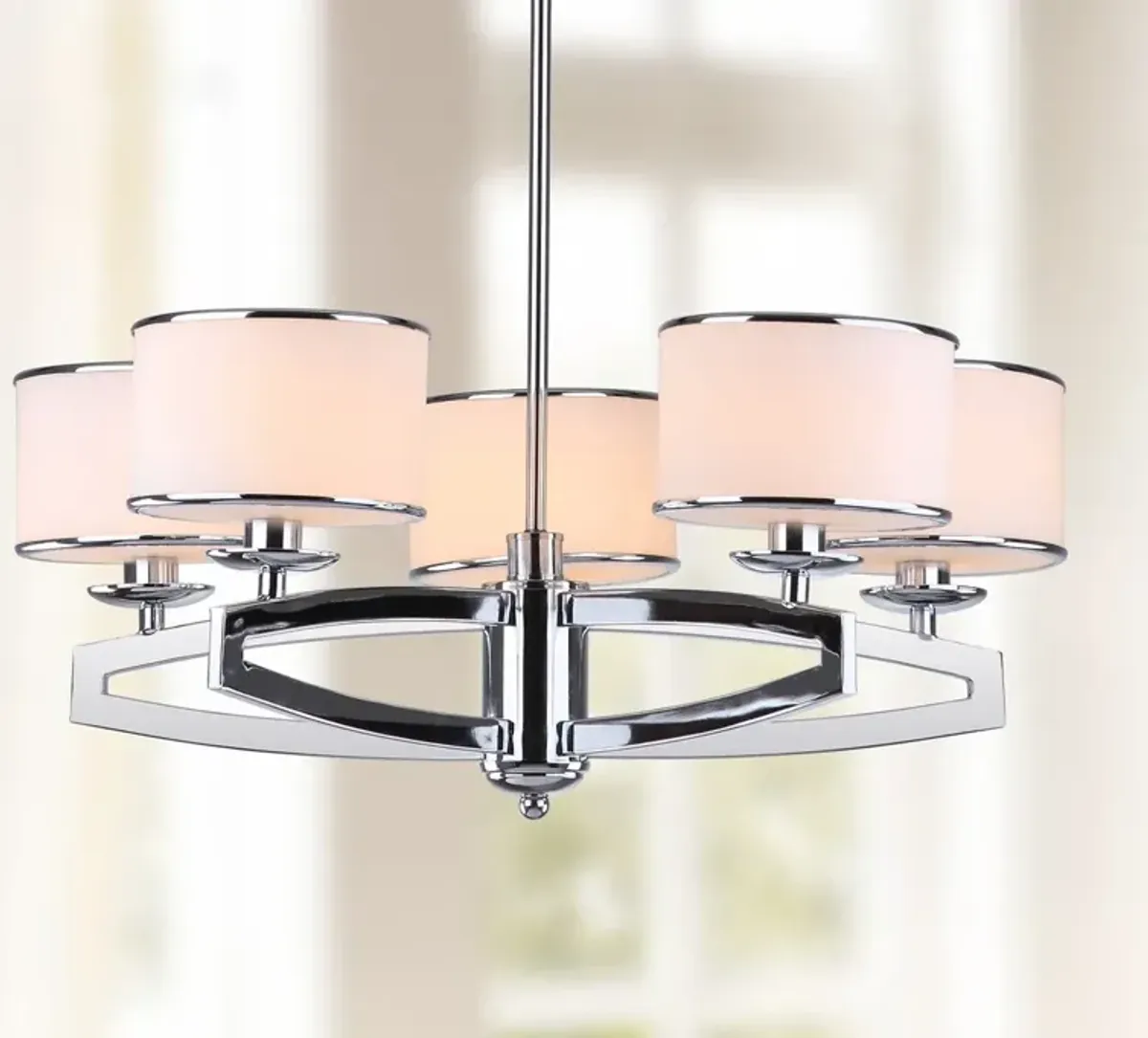 Lenora 5 Light Chrome 25 Inch Dia Drum Adjustable Pendant