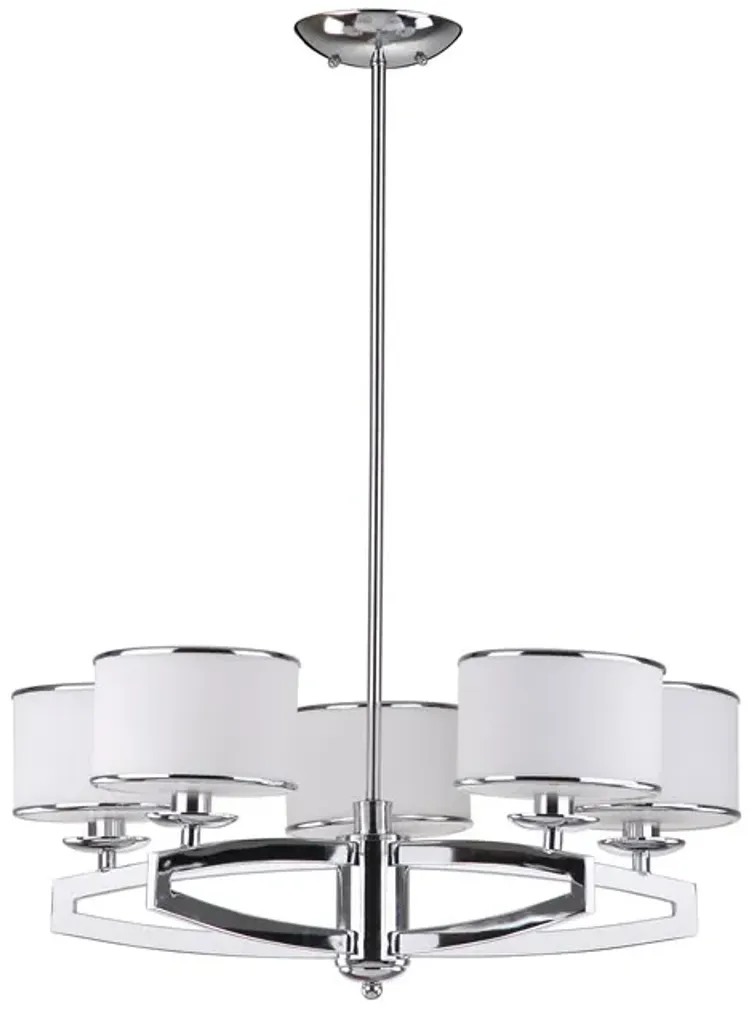 Lenora 5 Light Chrome 25 Inch Dia Drum Adjustable Pendant