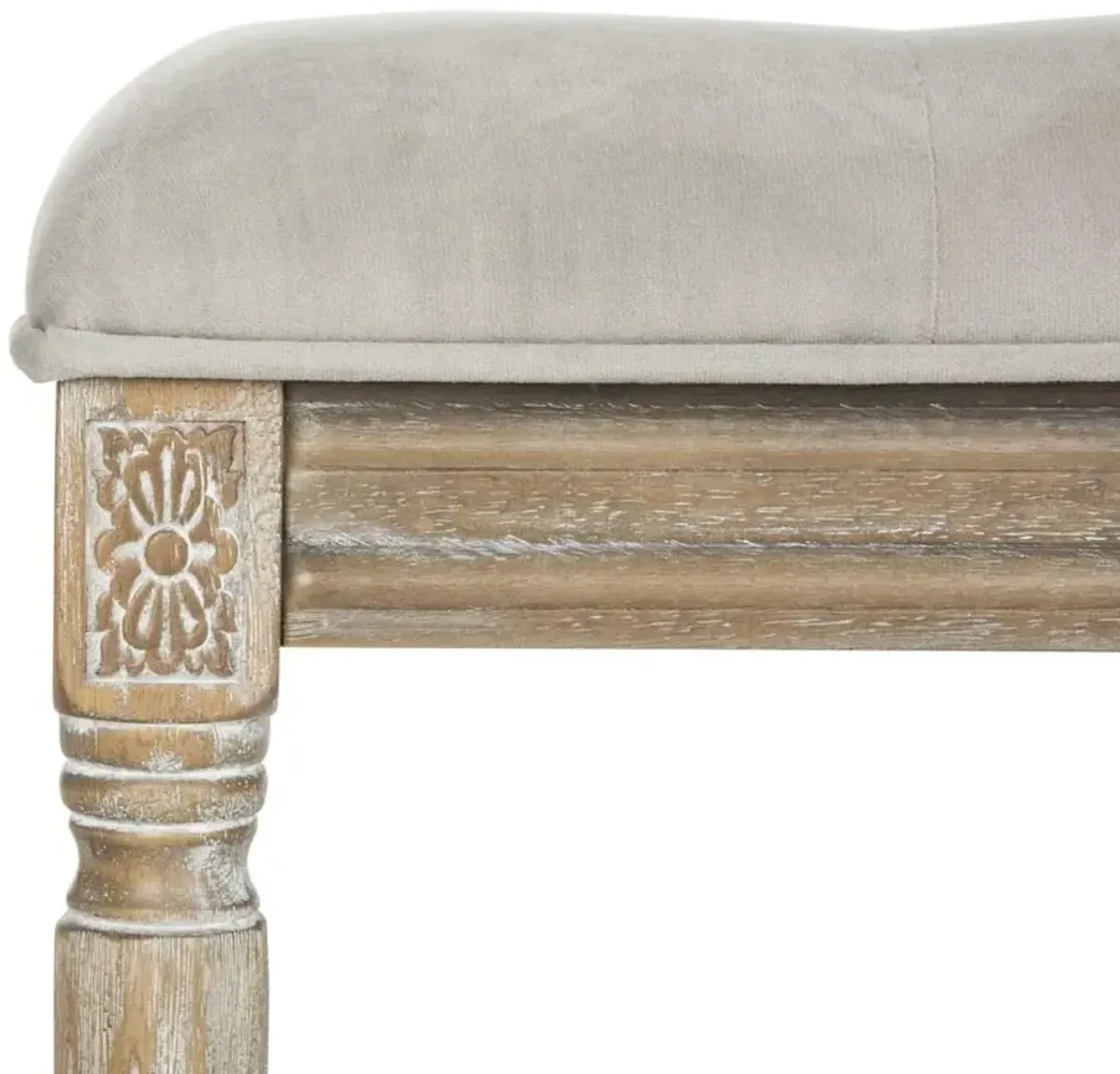 ROCHA 19''H FRENCH BRASSERIE TUFTED TRADITIONAL RUSTIC WOOD BENCH