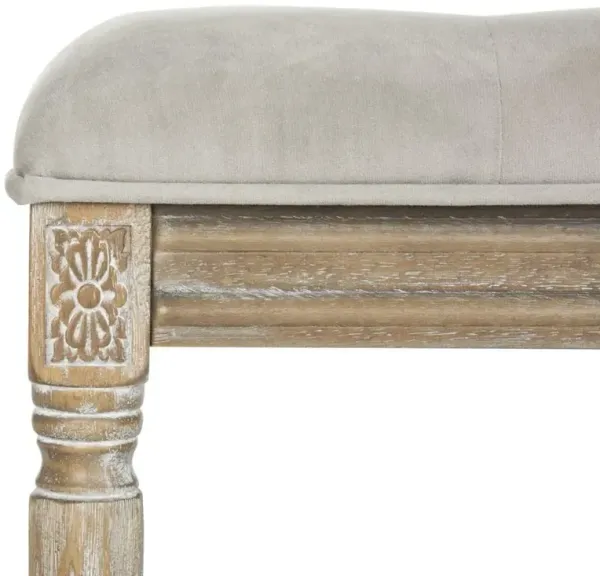 ROCHA 19''H FRENCH BRASSERIE TUFTED TRADITIONAL RUSTIC WOOD BENCH