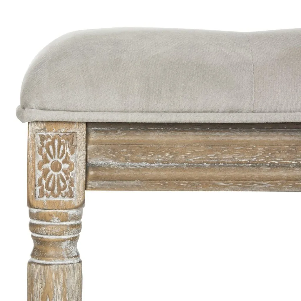 ROCHA 19''H FRENCH BRASSERIE TUFTED TRADITIONAL RUSTIC WOOD BENCH