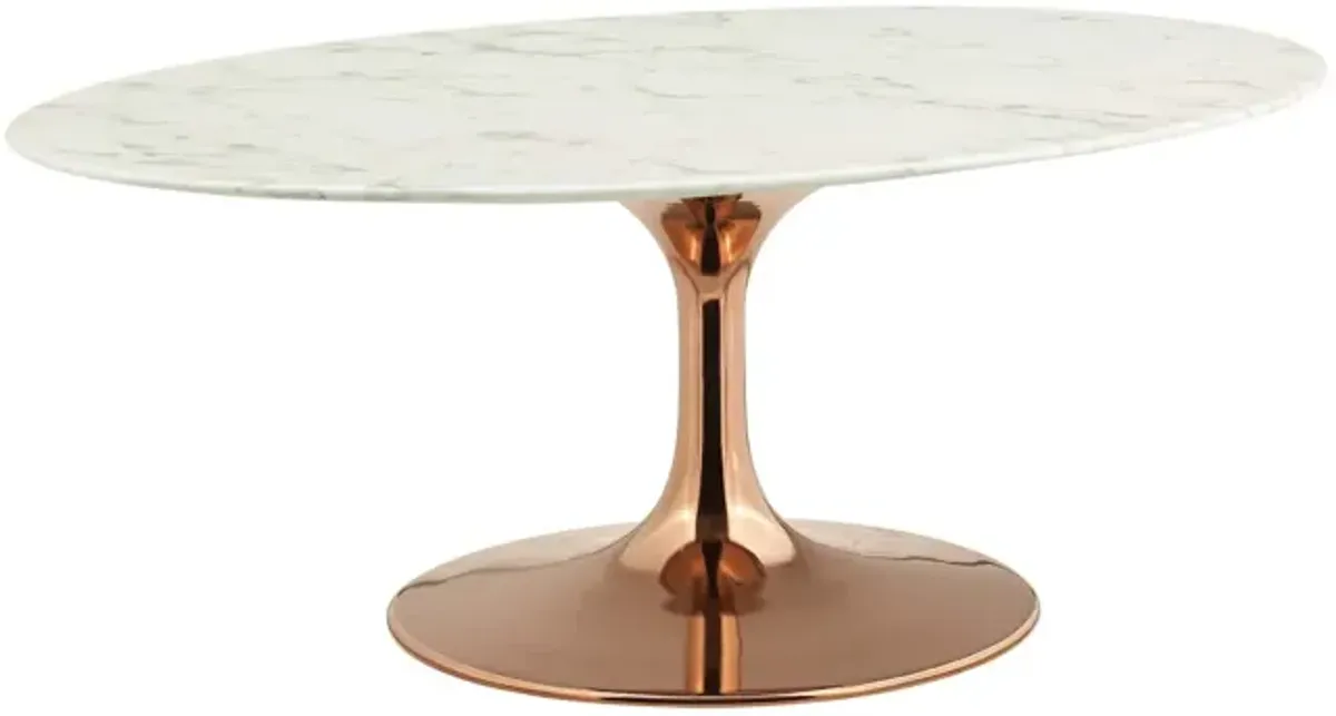 Lippa 42" Oval-Shaped Artificial Marble Coffee Table