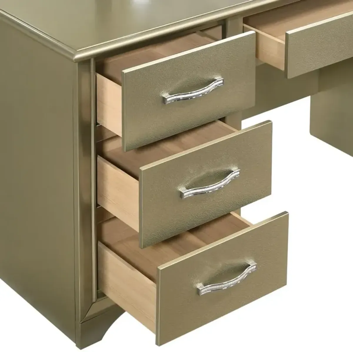 Beaumont 7-drawer Vanity Desk with Lighting Mirror Champagne