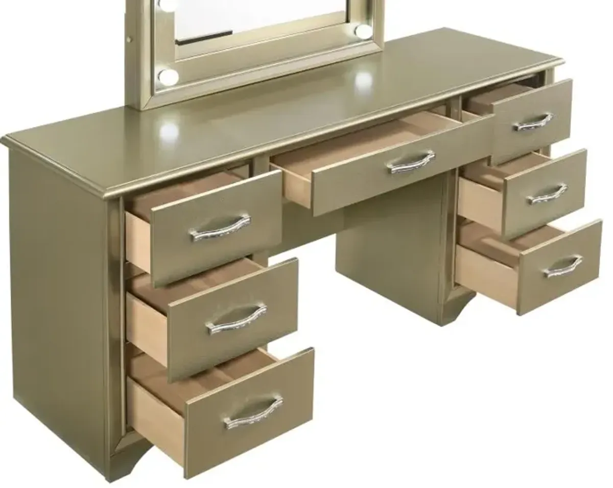 Beaumont 7-drawer Vanity Desk with Lighting Mirror Champagne