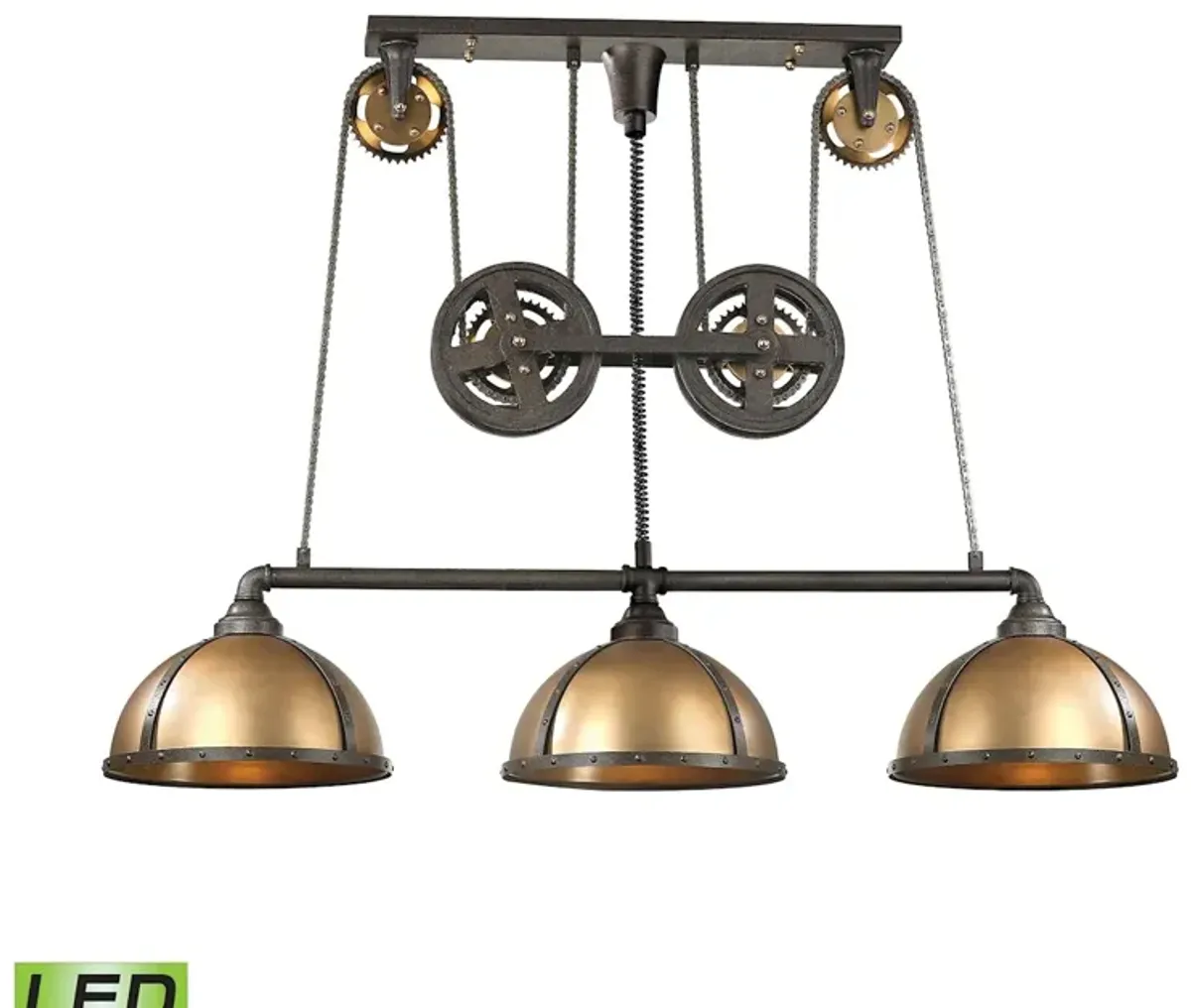 Torque 62" Wide 3-Light Linear Chandelier - Vintage Brass