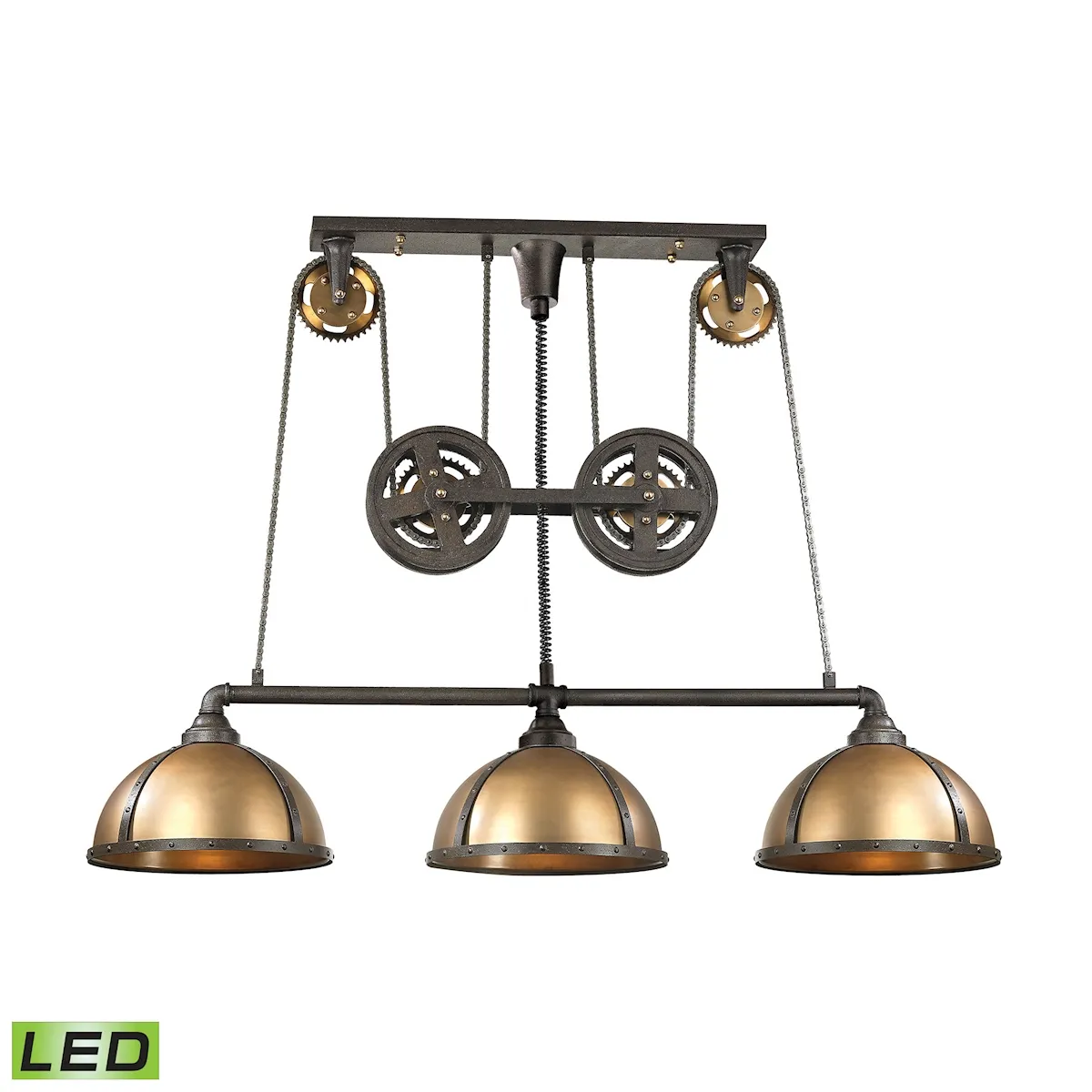 Torque 62" Wide 3-Light Linear Chandelier - Vintage Brass