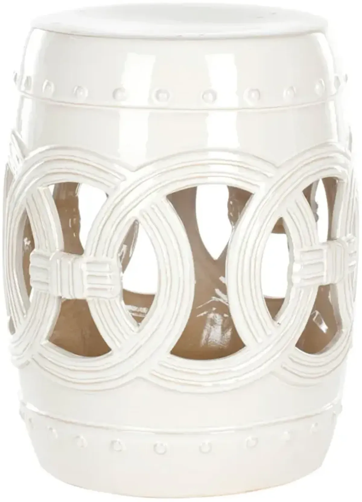 White Ceramic Double Coin Stool