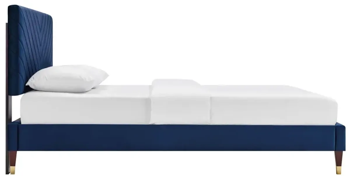 Roxanne Performance Velvet Queen Platform Bed