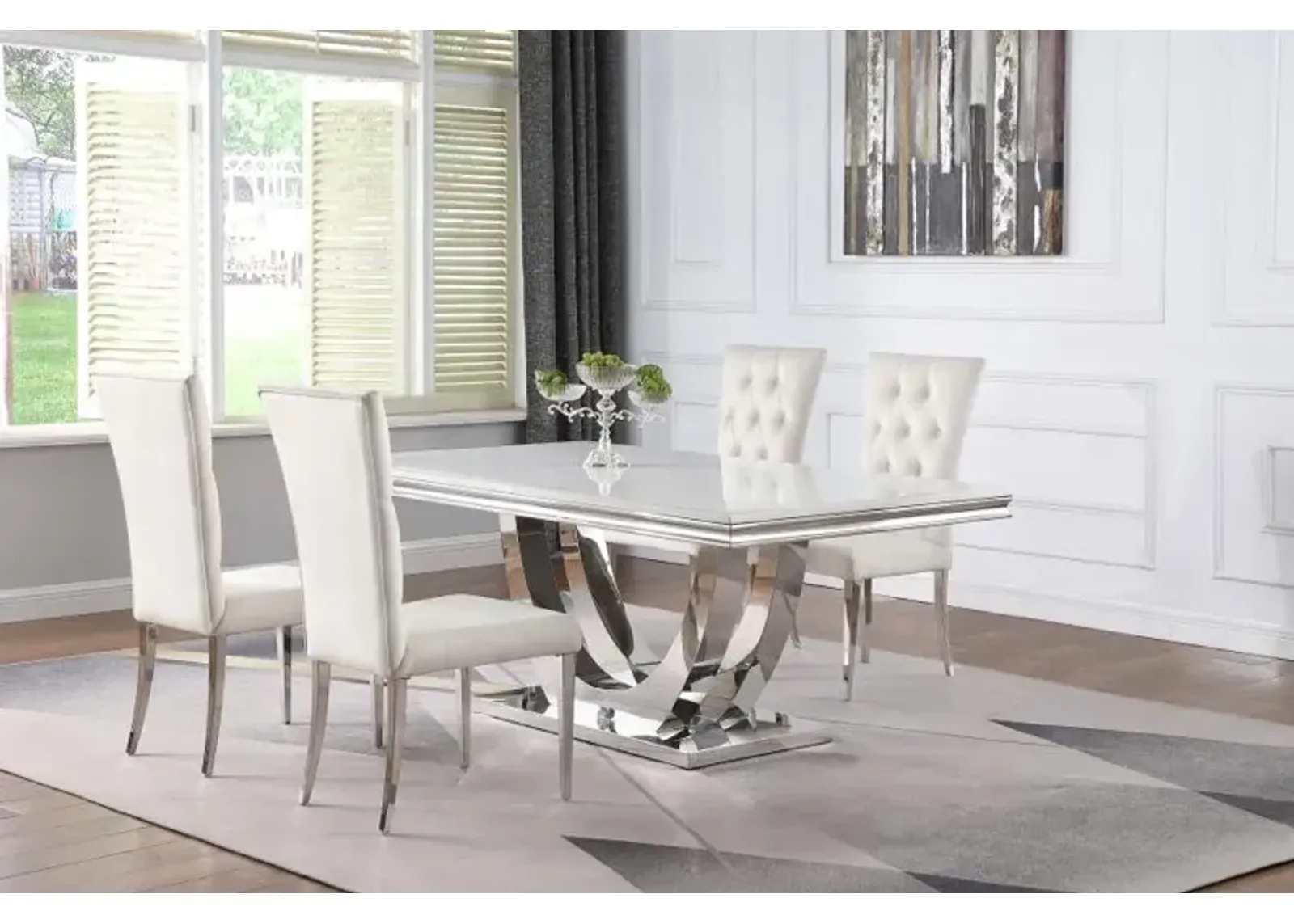 Kerwin 5-piece Dining Room Set White and Chrome