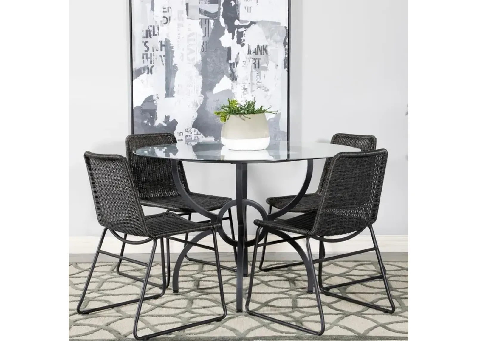 Aviano Round 5-piece Dining Set Gunmetal and Brown