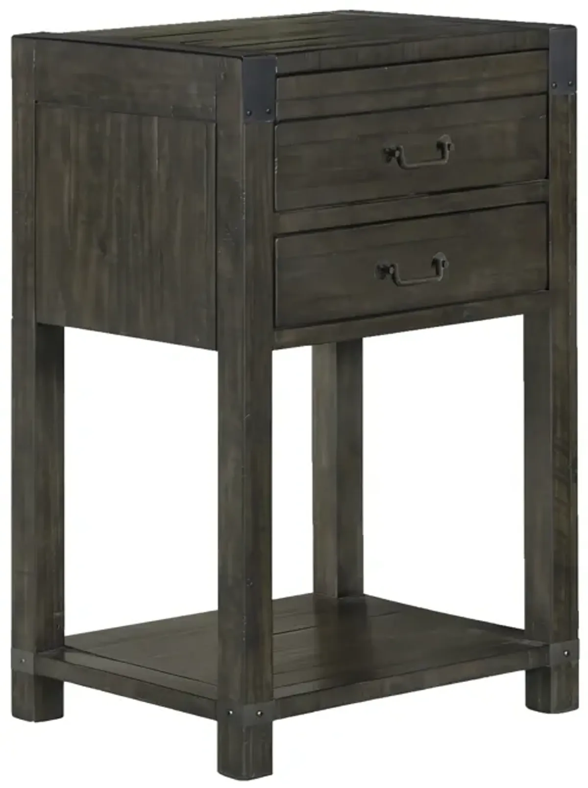 Abington 2 Drawer Open Nightstand in Weathered Charcoal