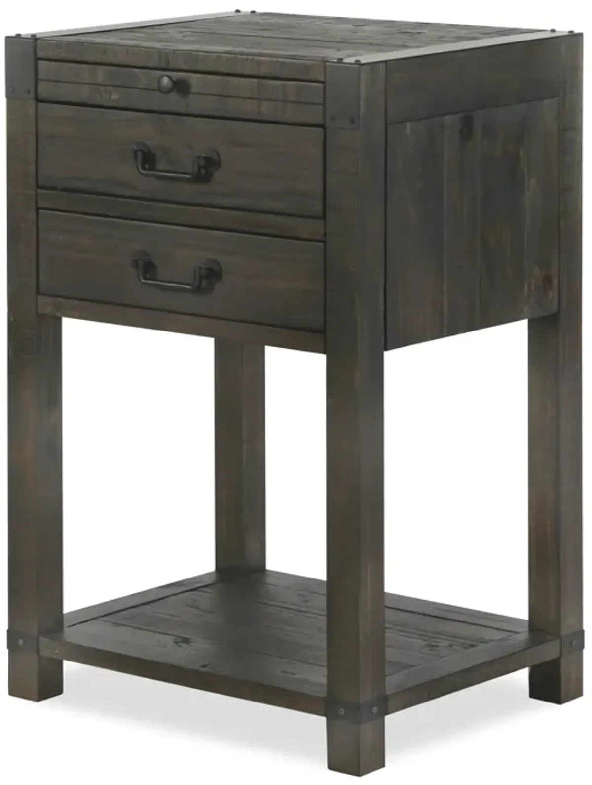 Abington 2 Drawer Open Nightstand in Weathered Charcoal