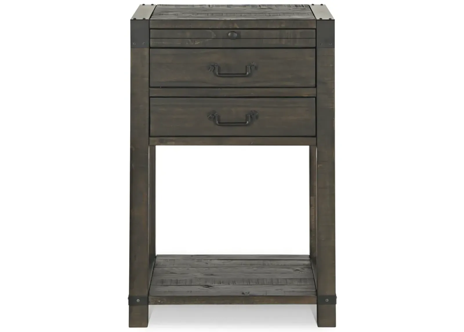 Abington 2 Drawer Open Nightstand in Weathered Charcoal