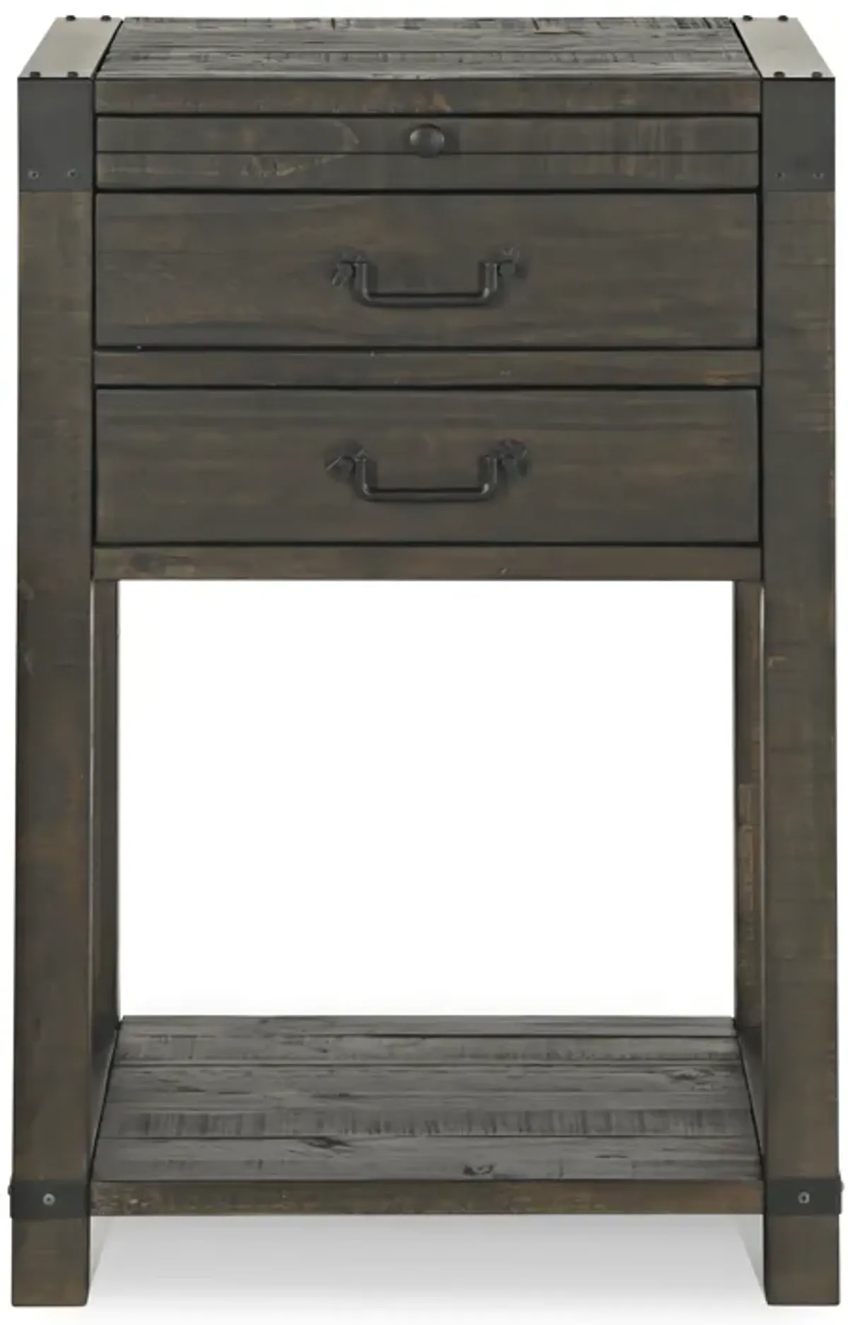 Abington 2 Drawer Open Nightstand in Weathered Charcoal