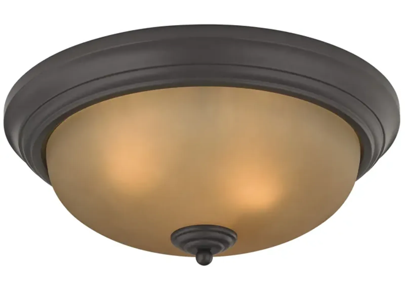 Huntington 3-Light Flush Mount in Oil Rubbed Bronze with Light Amber Glass