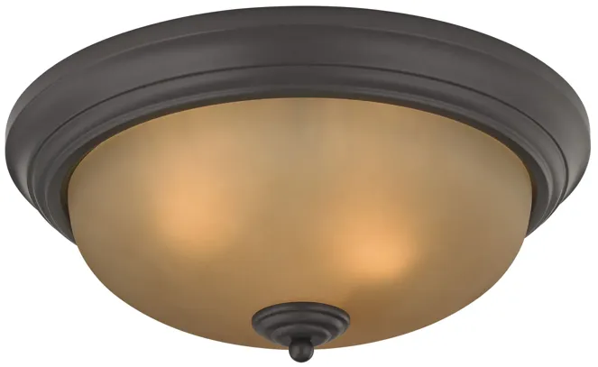 Huntington 3-Light Flush Mount in Oil Rubbed Bronze with Light Amber Glass