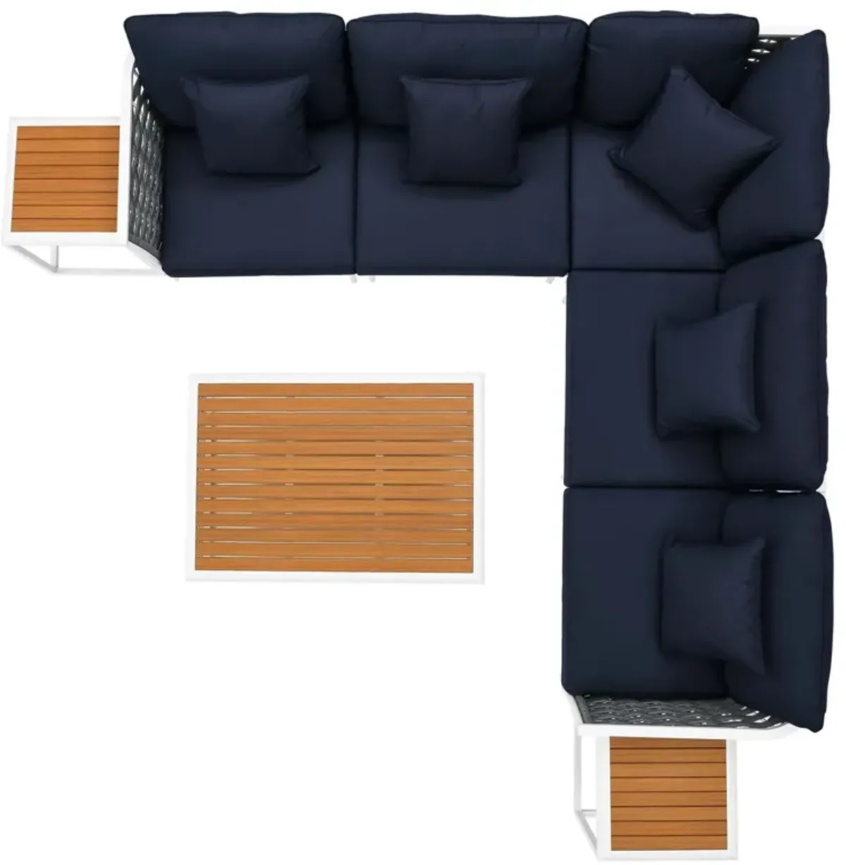 Stance 8 Piece Outdoor Patio Aluminum Sectional Sofa Set