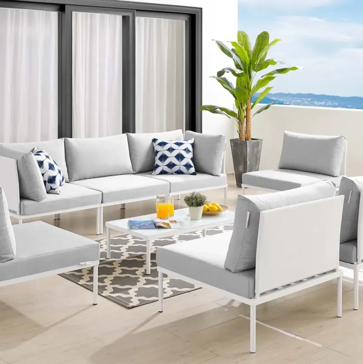 Harmony 8-Piece  Sunbrella® Outdoor Patio Aluminum Sectional Sofa Set