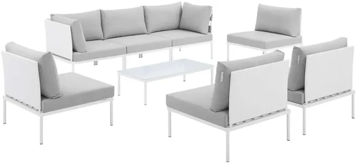 Harmony 8-Piece  Sunbrella® Outdoor Patio Aluminum Sectional Sofa Set