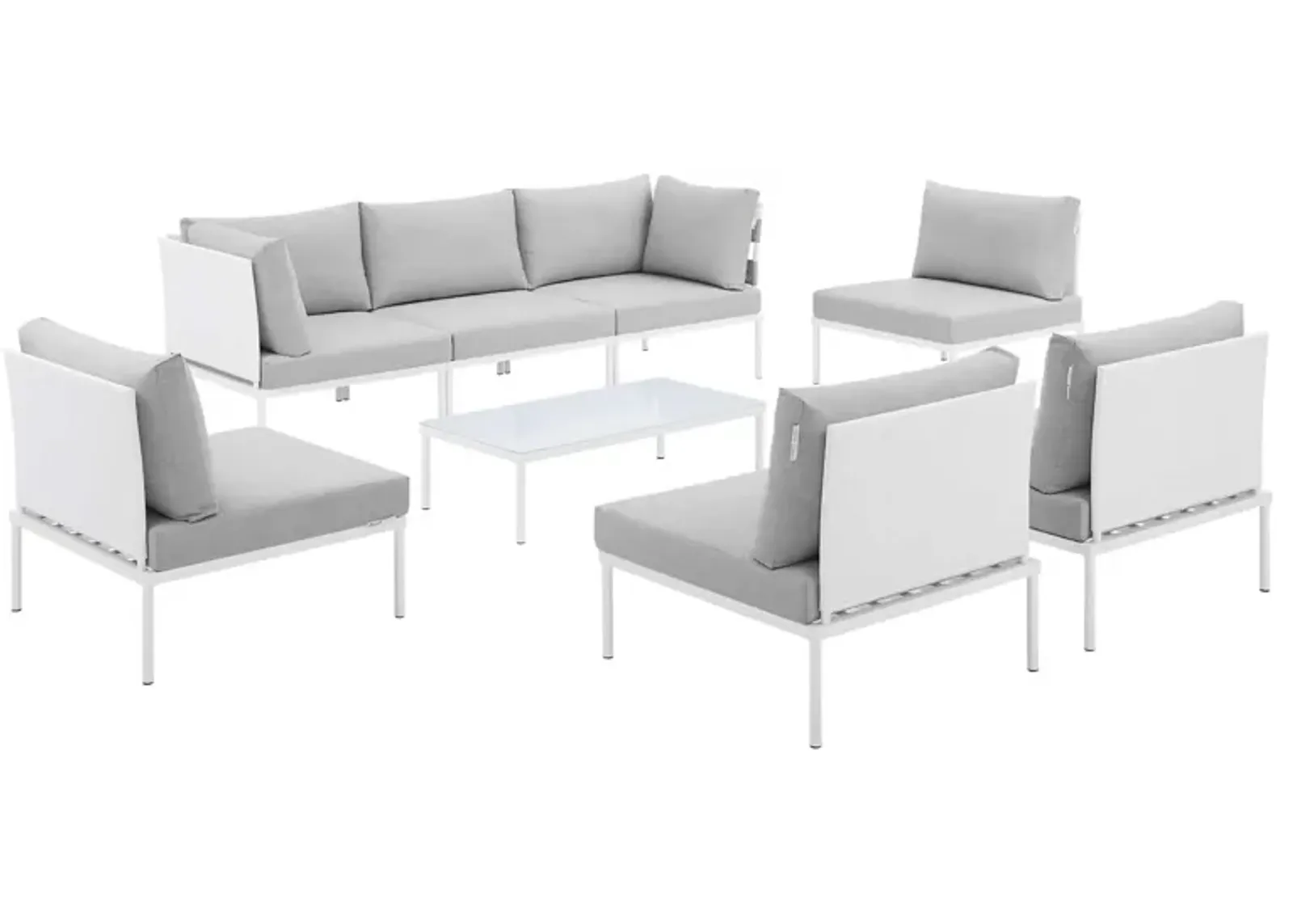 Harmony 8-Piece  Sunbrella® Outdoor Patio Aluminum Sectional Sofa Set