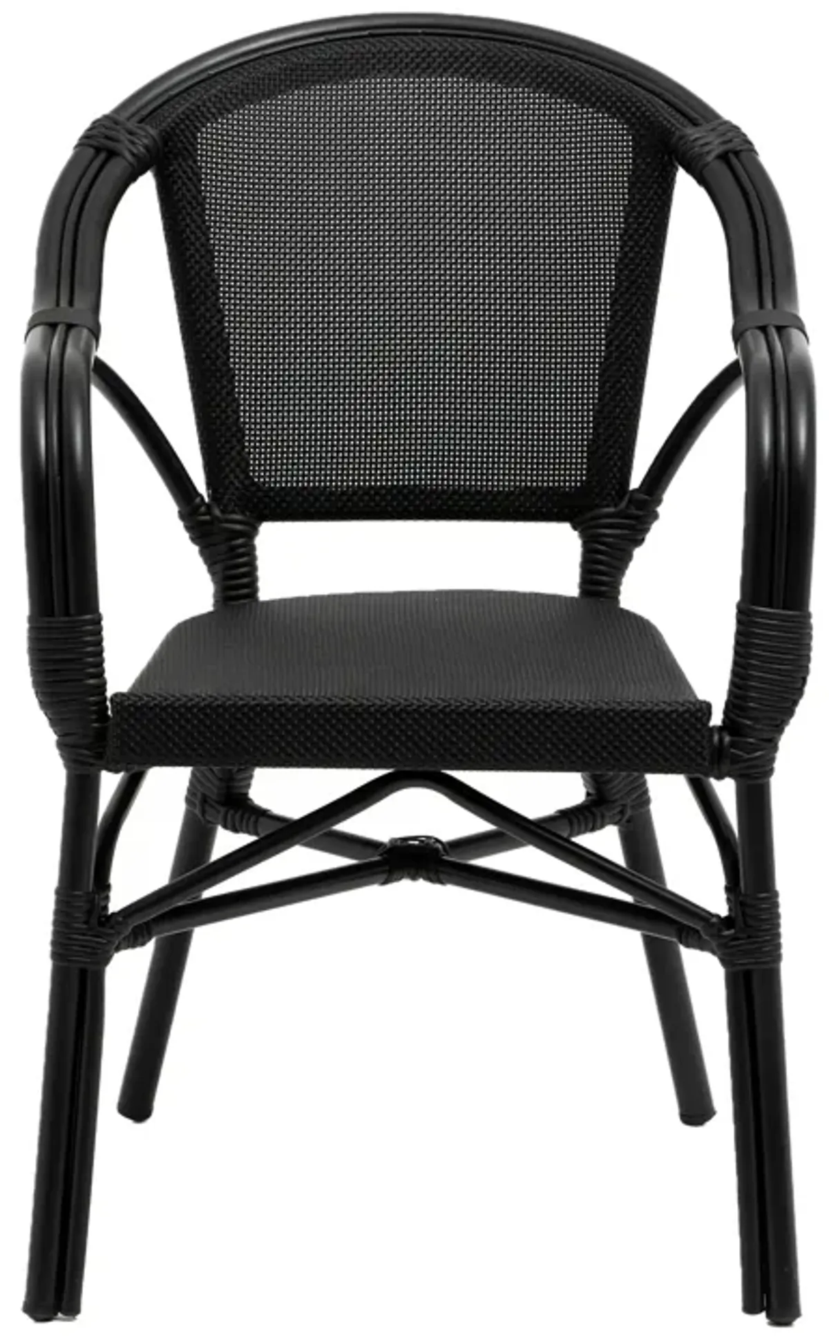 Ivan Stacking Armchair in Black Textylene Mesh with Black Frame - Set of 2